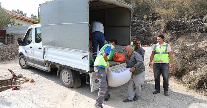 Yangından zarar görenlere sosyal yardım yapılıyor