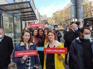 TGS üyesi gazeteciler  BBC İstanbul bürosunda greve çıkıyor