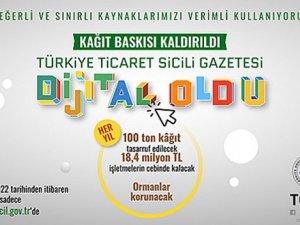 Türkiye Ticaret Sicil Gazetesi'nin kağıt baskısı kaldırıldı