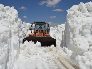 Karla kaplı Söbüçimen Yaylası yolu açılıyor