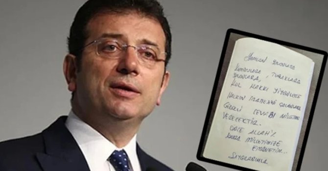 Gözaltındaki İmamoğlu'ndan el yazısıyla ilk mesaj!