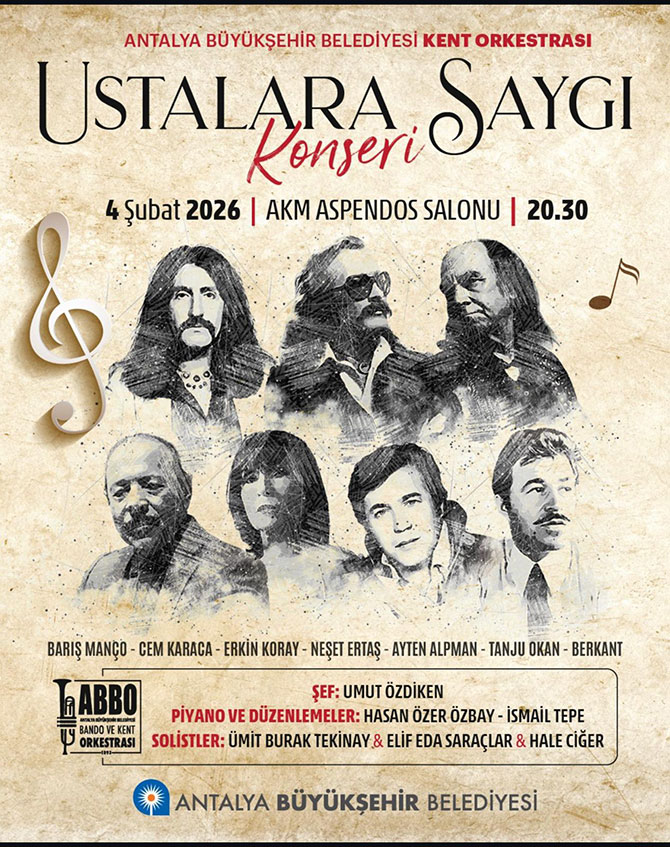 Müziğin ustaları '' Ustalara Saygı'' konseriyle anılacak!