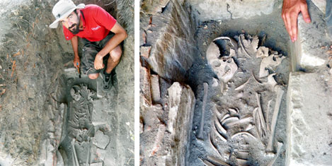 15 asırlık çiftin iskeleti bulundu