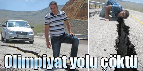 Olimpiyat için yapılan yol çöktü