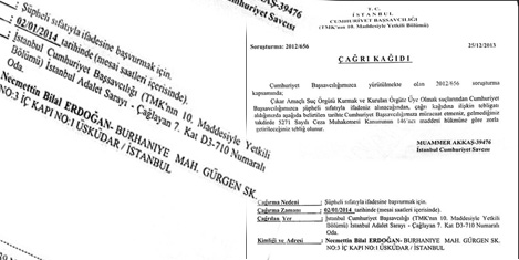 Bilal Erdoğan'ın çağrı kağıdı