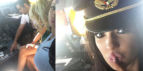 Pilot, porno yıldızını kokpite aldı
