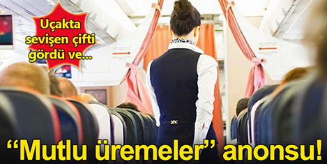 Hostes uçakta sevişen çifti kutladı