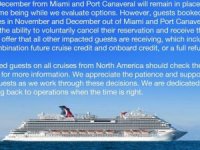 Carnival Cruise Line, 2020 yolculuklarını iptal etti