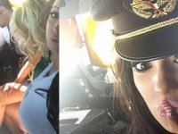 Pilot, porno yıldızını kokpite aldı